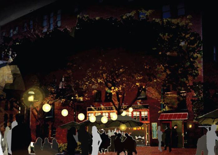 Proposed restaurant at courtyard.