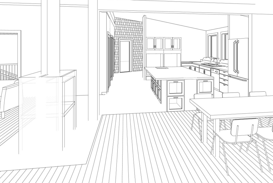 Corridor view towards Barn—Revit